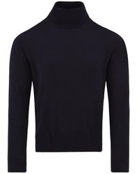 Malo - Truien & Vesten ,Blauw ,Wol Turtleneck Trui - Lyst
