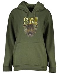 Roberto Cavalli - Hoodies & Sweatvesten ,Groen ,Katoen Leopard Print Hoodie - Lyst
