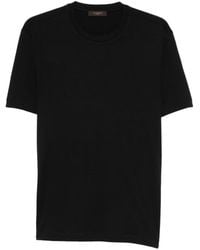 Zanone - Tops ,Zwart ,Katoen Slim Fit T-Shirt Van Jersey Met Katoen En Zijde - Lyst