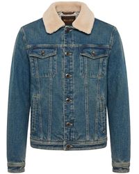 Moorer - Jassen ,Blauw ,Denim Denim Jas Met Bontkraag - Lyst