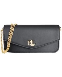 Ralph Lauren - Borsa clutch nera con logo in metallo - Lyst