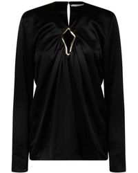 Lanvin - Schwarze drapierte bluse - Lyst