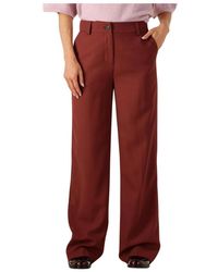Modström - Broeken ,Bruin ,Rode Wijde Pijp Broek Voor Herfst - Lyst
