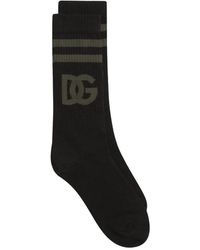 Dolce & Gabbana - Ondergoed ,Zwart ,Katoen Katoenen Sokken Met Dg Jacquard Logo - Lyst