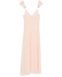 forte_forte - Kleedjes ,Roze ,Ruffled V-Neck Maxi Jurk - Lyst