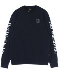 Huf - Hoodies & Sweatvesten ,Blauw ,Katoen Crew Neck Sweatshirt - Lyst