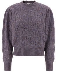 Isabel Marant - Blau-Violetter Pullover Mit Lochmuster Aus Alpakamischung - Lyst