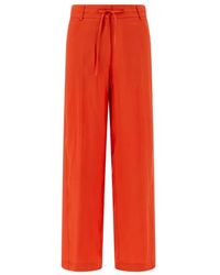 Nude - Broeken ,Oranje ,Leer Fluid Viscose Wide Broeken - Lyst