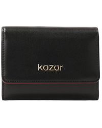 Kazar - Accessoires ,Zwart ,Leer Zwarte Portemonnee Met Rode Binnenkant - Lyst