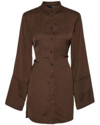 ROTATE BIRGER CHRISTENSEN - Braunes Hemdkleid Mit Klassischem Kragen - Lyst