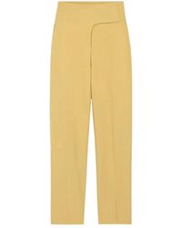 Ami Paris - Broeken ,Geel ,Katoen Wrapped Balloon Fit Broek Met Riem - Lyst