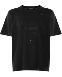 DSquared² - Tops ,Zwart ,Katoen Stijlvol Zwart T-Shirt Met Logo Detail - Lyst