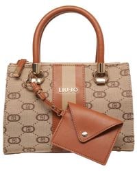 Liu Jo - Braune Jacquard-Handtasche Mit Logodesign - Lyst