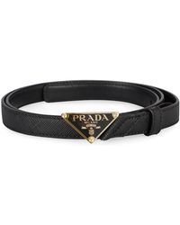 Prada - Saffiano Leren Riem Met Metalen Gesp - Lyst