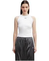 Off-White c/o Virgil Abloh - Tops ,Wit ,Katoen Off Stamp Ribbed Tank Top - Lyst
