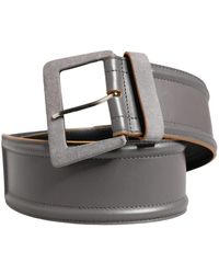 Patrizia Pepe - Accessoires ,Grijs ,Leer Square Metal Buckle Belt - Lyst