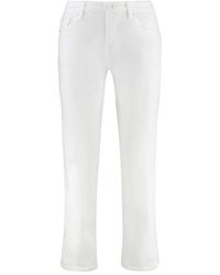 7 For All Mankind - Jeans ,Wit ,Katoen Straight Leg Jeans Met Metalen Details - Lyst