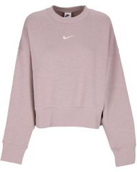 Nike - Cropped Damessweatshirt Met Ronde Hals W Sportkleding Phoenix Fleece Oversized Ronde Hals Diffuus Taupe/Zeil - Lyst