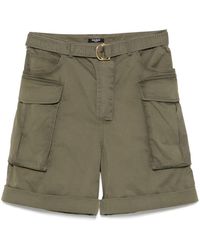 Balmain - Korte Broeken ,Groen ,Olijfgroene Short Met Riem - Lyst