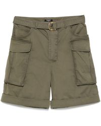 Balmain - Korte Broeken ,Groen ,Olijfgroene Short Met Riem - Lyst