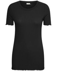 Kaffe - Tops ,Zwart ,Zwart Diep T-Shirt Top Korte Mouw - Lyst