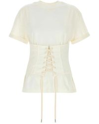McQueen - Tops ,Wit ,Katoen Corset T-Shirt - Lyst