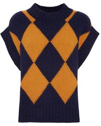 La DoubleJ - Truien & Vesten ,Veelkleurig ,Wol Argyle Gilet - Lyst