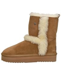 Warmbat - Schoenen ,Bruin ,Wol Kangaroo Plateau Enkellaarsjes - Lyst