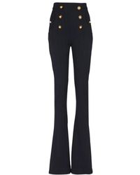 Balmain - High-waisted herringbone tweed trousers - Lyst