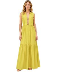 Pinko - Kleedjes ,Geel ,Katoen Andres Maxi Jurk - Lyst