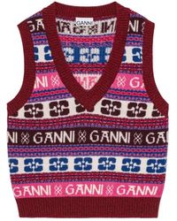 Ganni - V-Neck Knitwear - Lyst