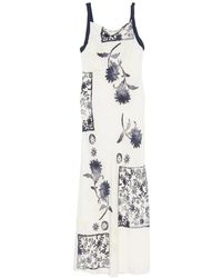 SIR. - Kleedjes ,Veelkleurig ,Polyester Maxi Jurk Met Bloemenprint En Boothals - Lyst