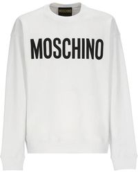 Moschino - Felpa in cotone bianco con logo a contrasto - Lyst