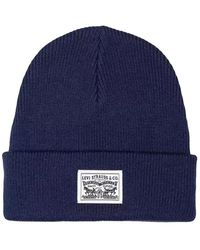 Levi's - Accessoires ,Blauw ,Katoen Backpatch Beanie - Lyst