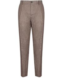 SELECTED - Pantaloni in lino marrone con fodera elasticizzata - Lyst