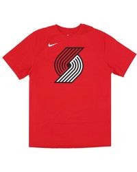 Nike - Fitness ,Rood ,Katoen Portland Trail Blazers Logo T-Shirt - Lyst