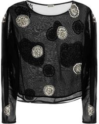 Bode - Overhemden ,Zwart ,Broche Blouse - Lyst