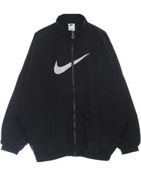 Nike - Fitness ,Zwart ,Nylon Essential Geweven Jack Zwart/Wit - Lyst