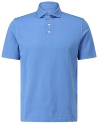 Fedeli - Tops ,Blauw ,Katoen Jersey Polo Shirt Klassieke Stijl - Lyst