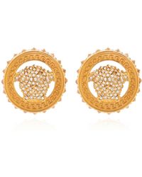 Versace - Accessoires ,Geel ,Oorbellen Met Logo - Lyst