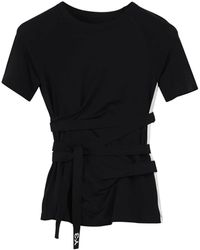 Y-3 - Schwarzes T-Shirt Mit Kurzem Ärmel Und Rippenkragen - Lyst