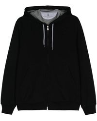Brunello Cucinelli - Zwarte Katoenen Hoodie Met Rits - Lyst