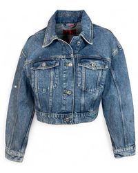 HUGO - Cropped Denim Trucker Jacket - Lyst