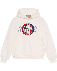 Gucci - Hoodies & Sweatvesten ,Wit ,Katoen Hooded Sweatshirt Van Katoenen Jersey - Lyst