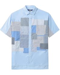 Junya Watanabe - Camicia in cotone a patchwork a righe - Lyst