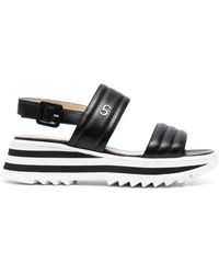 Casadei - Schoenen ,Zwart ,Leer Sandalen Met Sleehak - Lyst