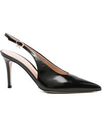 Gianvito Rossi - Schwarze Leder Slingback Stiletto Pumps - Lyst
