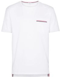 Thom Browne - Weißes t-shirt mit rwb taschenbesatz,rwb taschen-tee aus mittelschwerem jersey - Lyst