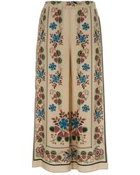 Weekend by Maxmara - Broeken ,Veelkleurig ,Printed Silk Snack Wide-Leg Pant - Lyst
