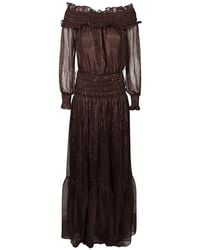 Self-Portrait - Kleedjes ,Bruin ,Polyester Georgette Lange Jurk - Lyst